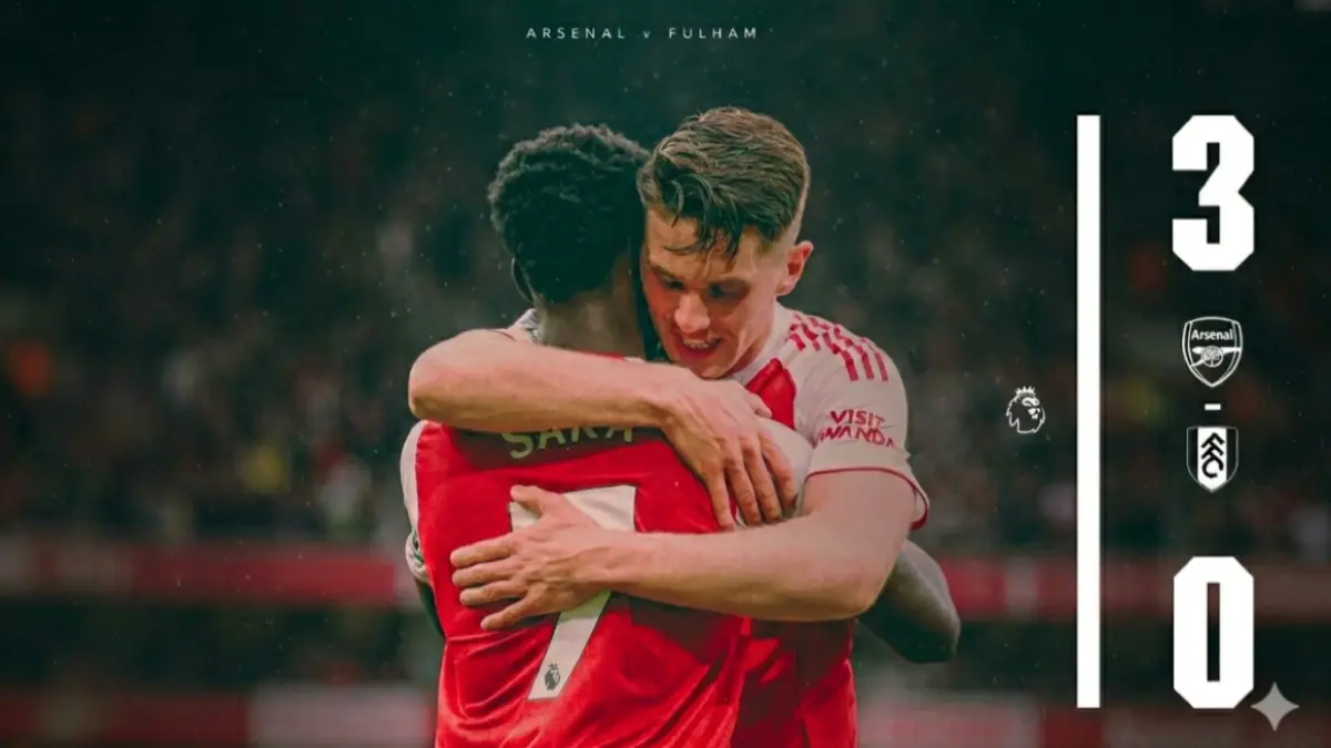 Pemain Arsenal merayakan kemenangan 3-0 atas Fulham yang memperkuat posisi di puncak klasemen. (DOK.ARSENAL)