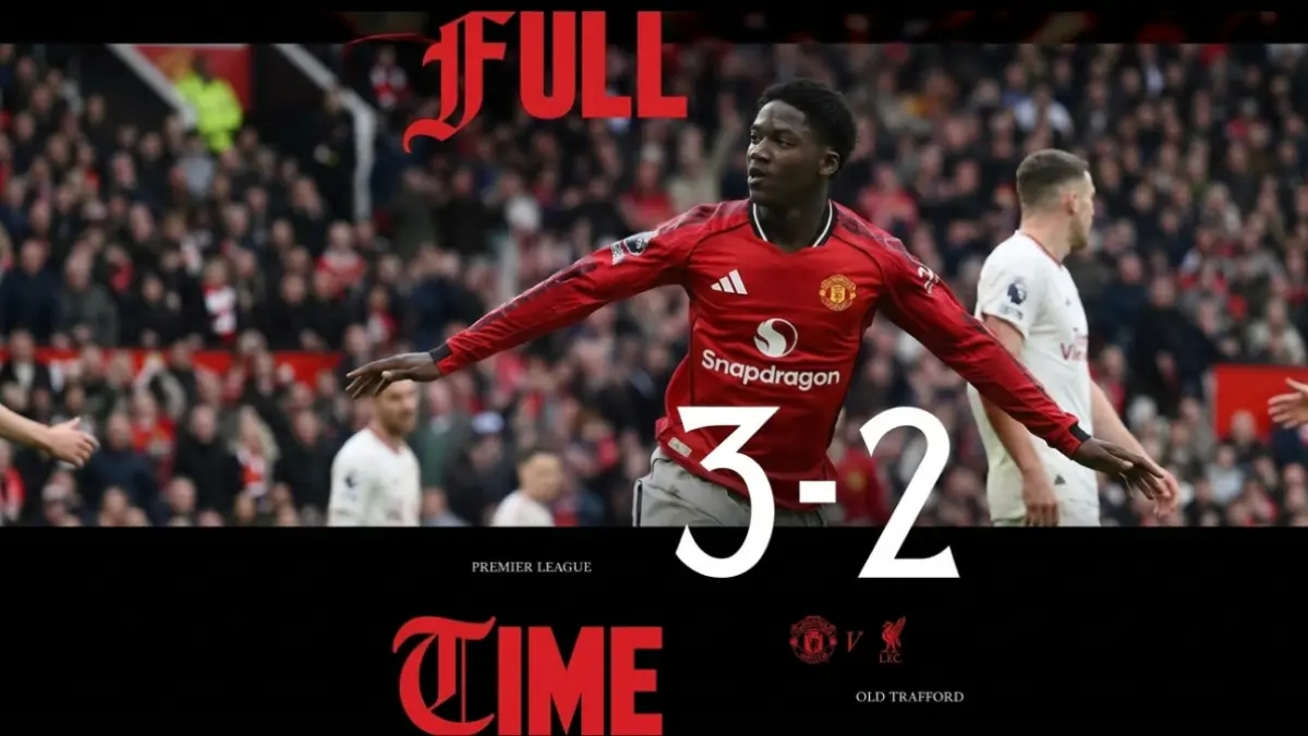 Selebrasi Kobbie Mainoo usai mencetak gol kemenangan Manchester United atas Liverpool di Old Trafford. (DOK.MANCHESTER UNITED)