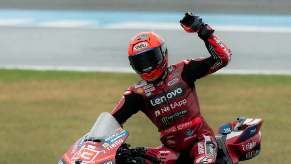 Marc Marquez saat menunggangi Ducati dalam sebuah balapan MotoGP.(INSTAGRAM/@marcmarquez93)