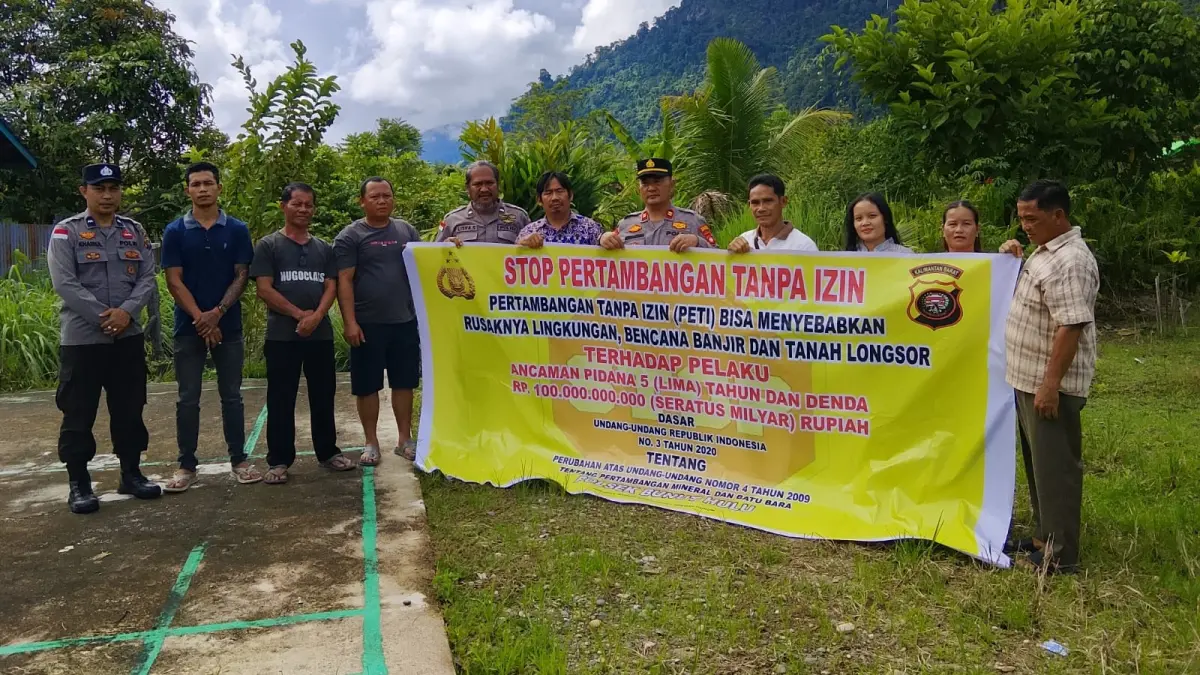 Pengecekan PETI yang dilakukan oleh Polsek Bunut Hulu bersama masyarakat di Bukit Hitam. (ISTIMEWA)