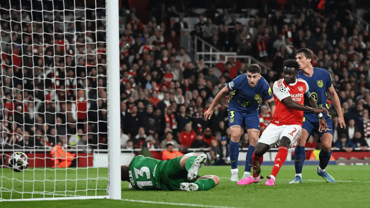 Bukayo Saka mencetak gol penentu kemenangan Arsenal atas Atletico Madrid di Emirates. (dok.Arsenal)