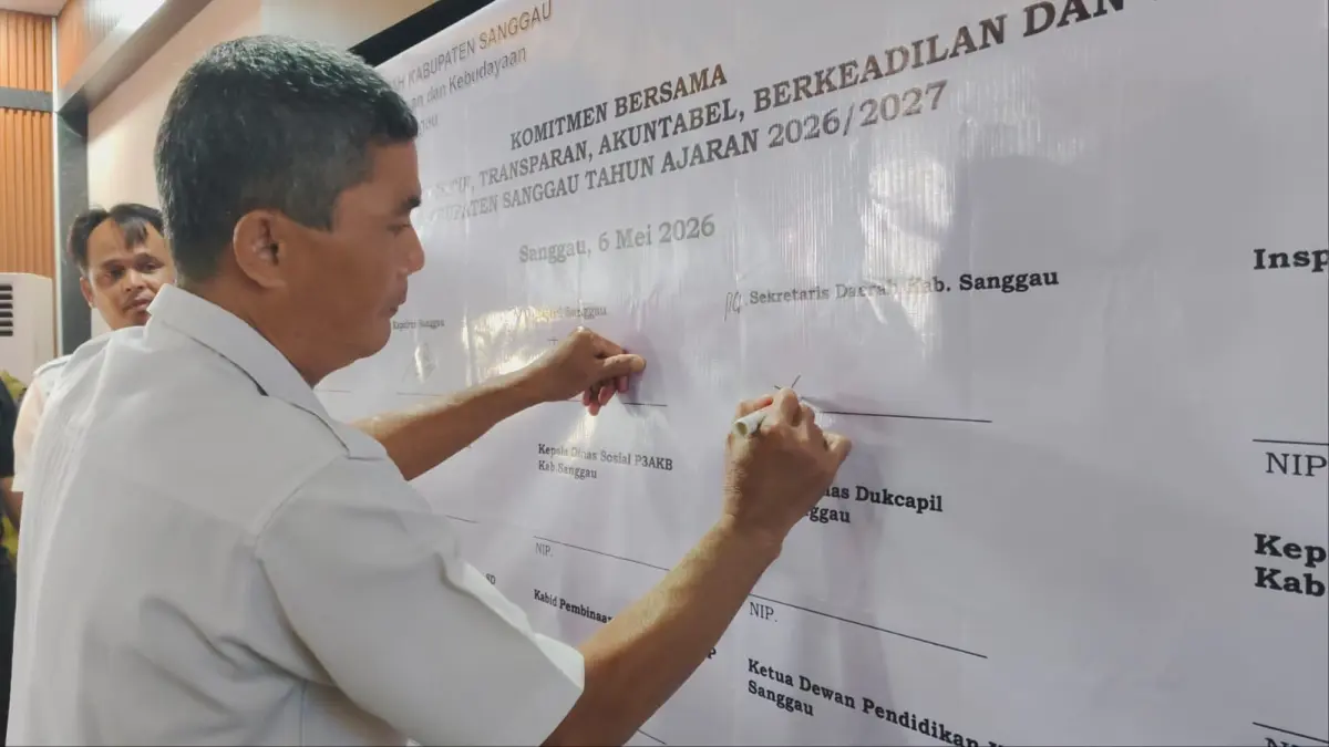 Disdikbud Sanggau menggelar penandatanganan pakta integritas SPMB Tahun Ajaran 2026/2027 pada Rabu (6/5). (ISTIMEWA)