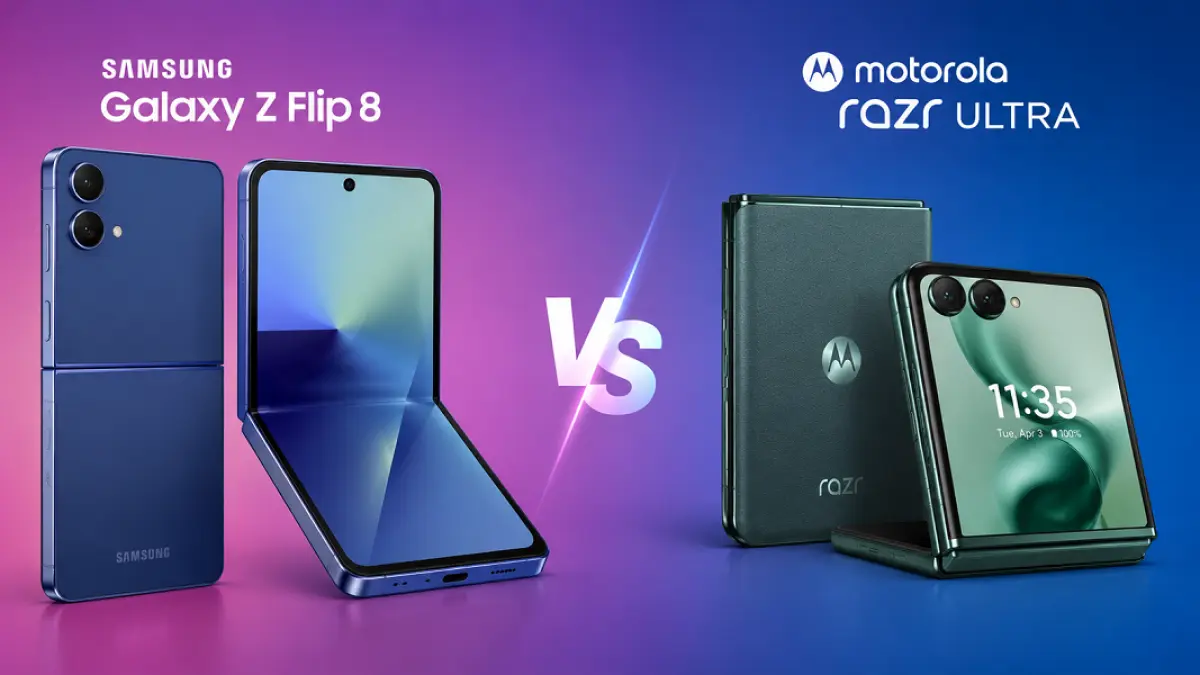 Render bocoran Galaxy Z Flip 8 dan Motorola Razr Ultra 2026 jelang persaingan pasar global.(Ilustrasi AI)