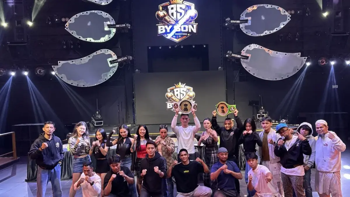 Sejumlah petarung yang siap berlaga pada ajang Byson Fight 2026 menggelar jumpa pers di Jakarta, Rabu (6/5/2026). (ANTARA/Mario Sofia Nasution).