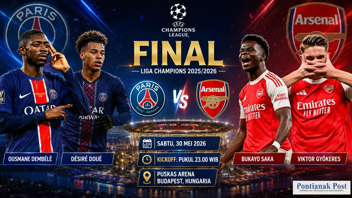 Final Liga Champions: PSG vs Arsenal (infografis AI/Pontianak Post) 