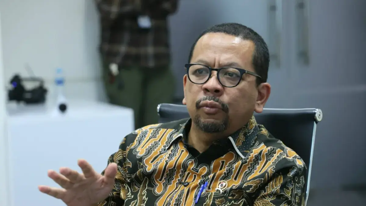 Kepala Badan Komunikasi Pemerintah Republik Indonesia (Bakom RI) Muhammad Qodari saat kunjungan ke kantor Redakai Jawa Pos Grup di gedung Graha Pena, Jakarta, Jumat (8/5/2026). (Dery Ridwansah/ JawaPos.com)