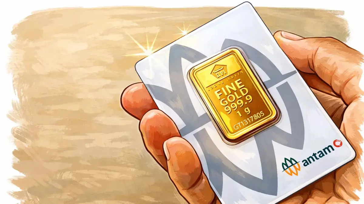 Ilustrasi pdate harga emas antam hari ini. (GEMINI AI)