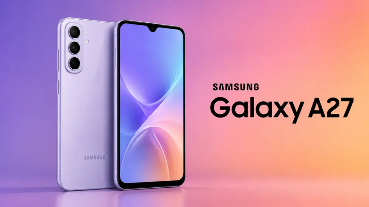 Samsung Galaxy A27 disebut bakal membawa desain layar punch-hole dan kamera selfie yang lebih canggih. (Ilustrasi AI)