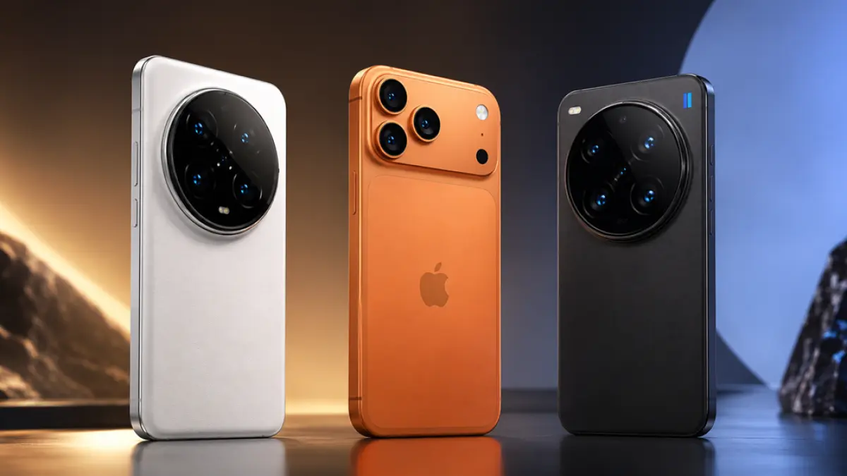 Perbandingan vivo X300 Ultra, Xiaomi 17 Ultra, dan iPhone 17 Pro Max yang bersaing di kelas flagship premium 2026. (Ilustrasi AI)