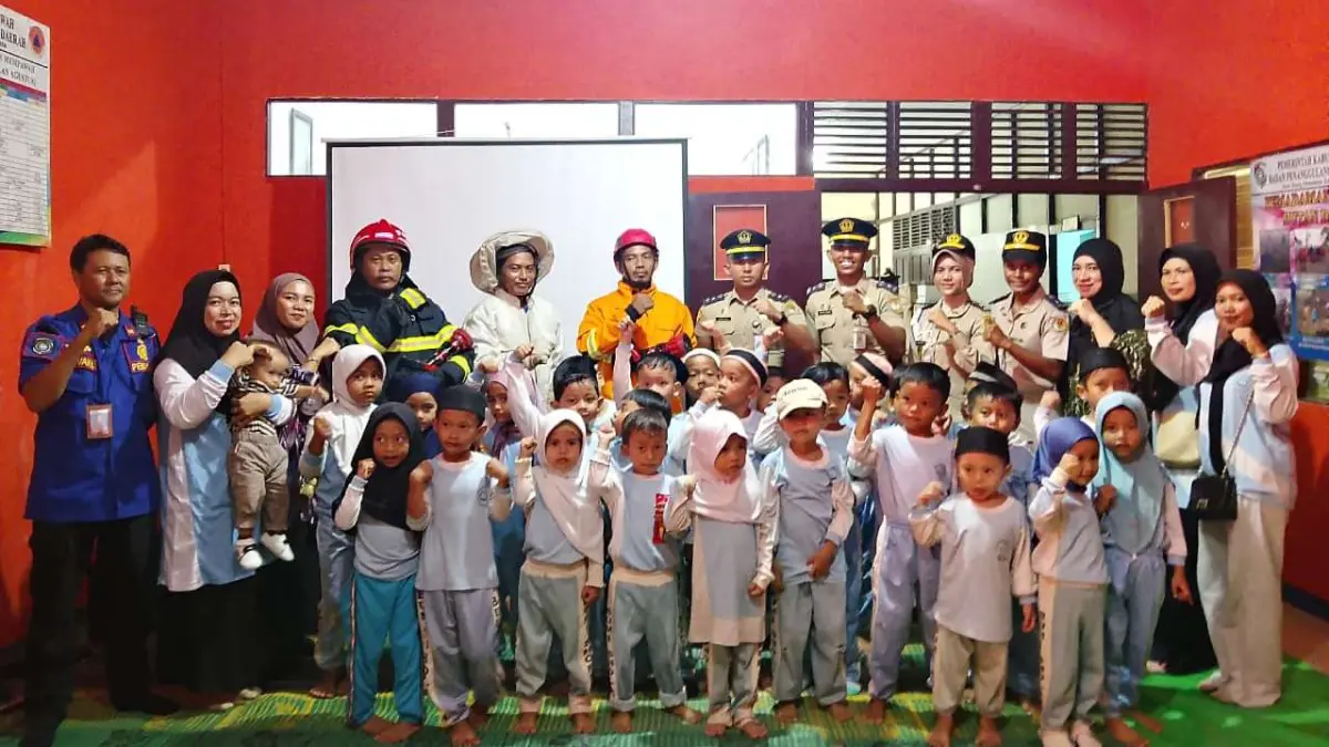Peserta anak-anak PAUD yang mengikuti sosialisasi dari BPBD Mempawah.
