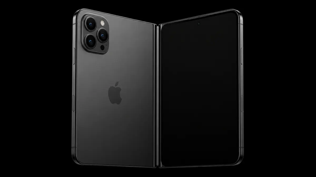 Render iPhone Ultra foldable Apple disebut akan hadir dengan desain premium dan pilihan warna terbatas. (Ilustrasi AI)
