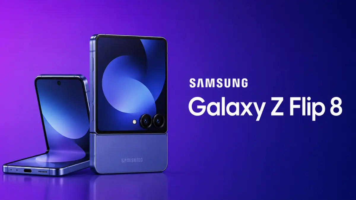 Render Samsung Galaxy Z Flip 8 dengan desain lipat premium terbaru.(Ilustrasi AI)