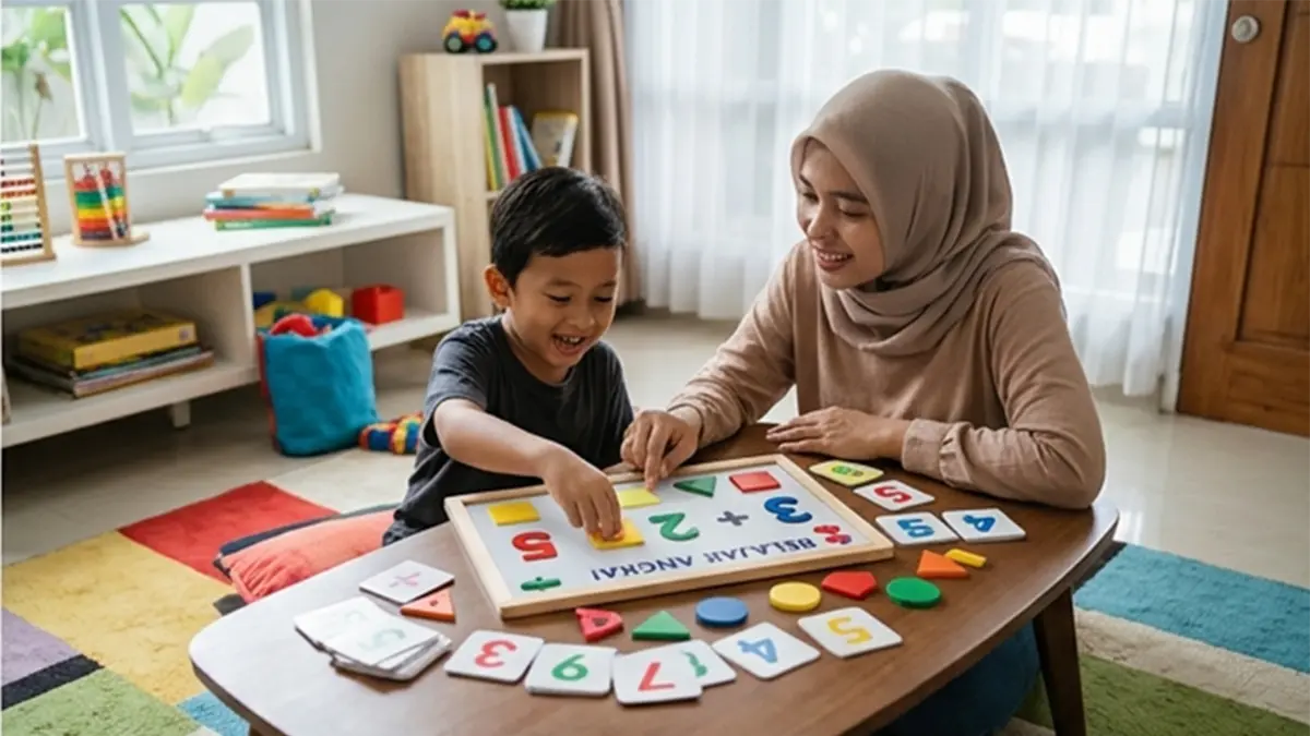 Ilustrasi anak belajar matematika (AI)