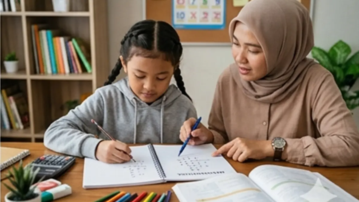 Ilustrasi anak belajar matematika (AI)