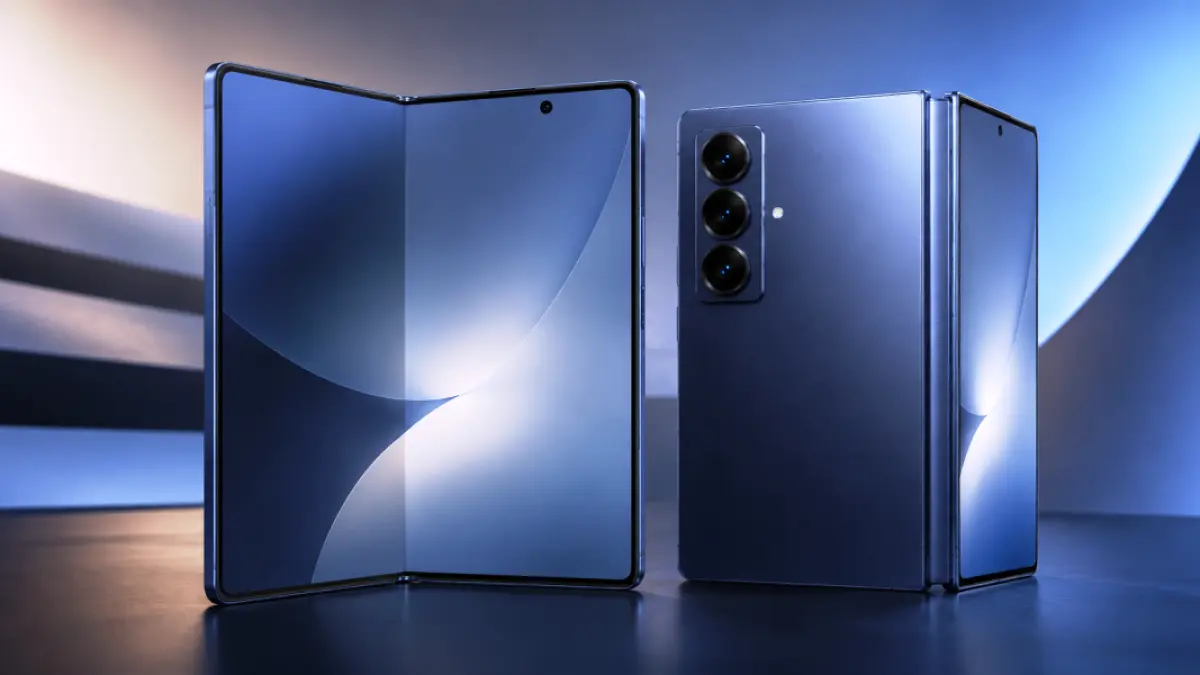 Render Galaxy Z Fold 8 Wide yang dirumorkan hadir dengan layar lebih lebar. (Ilustrasi AI)