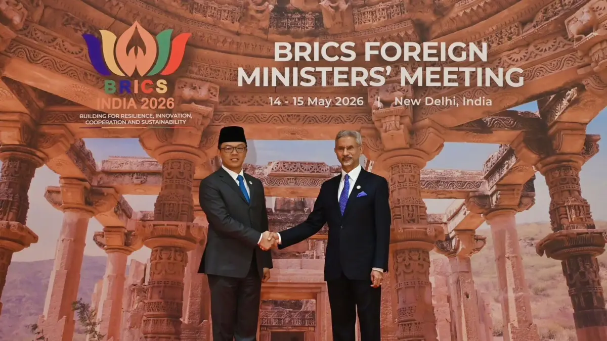 Menlu RI, Sugiono pada BRICS Foreign Ministers’ Meeting (FMM) di New Delhi, 14 Mei 2026. (FOTO: KEMLU RI)