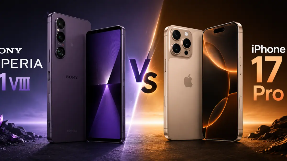 Sony Xperia 1 VIII dan iPhone 17 Pro dibandingkan dalam uji kamera flagship terbaru.(Ilustrasi AI)