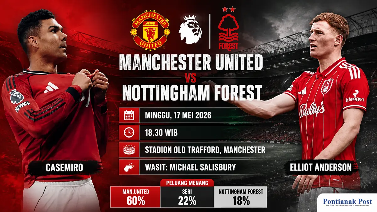 Casemiro bersiap menjalani laga terakhirnya di Old Trafford bersama Manchester United. (Infografis AI/Pontianak Post)
