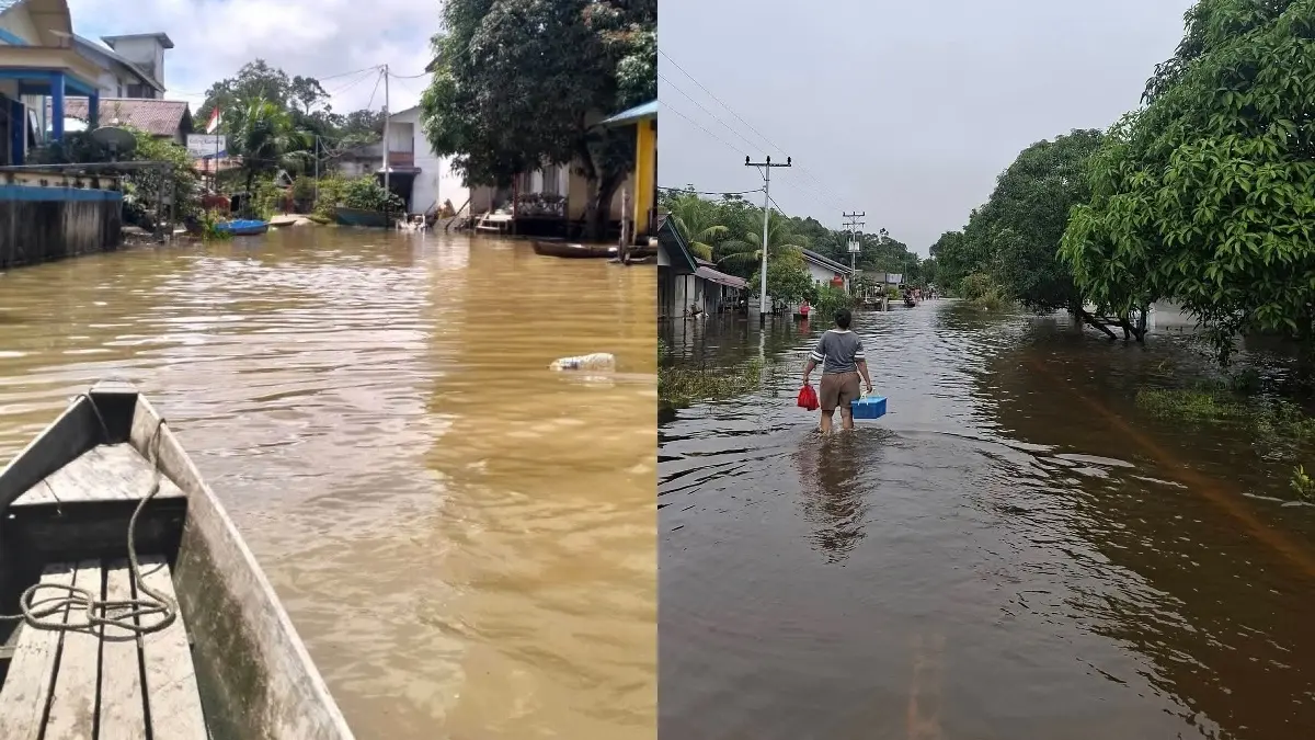 Desa Nanga Mau, Kabupaten Sintang menjadi satu diantara wilayah yang terdampak banjir. (ISTIMEWA)