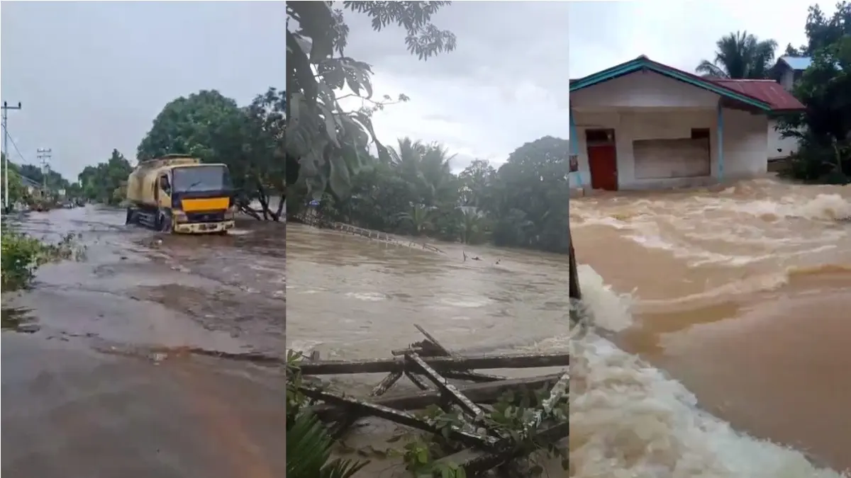Kondisi debit air Sungai Kayan meningkat hingga membanjiri Kecamatan Kayan Hulu dan dua kecamatan sekitarnya pada Senin (18/5). (ISTIMEWA)