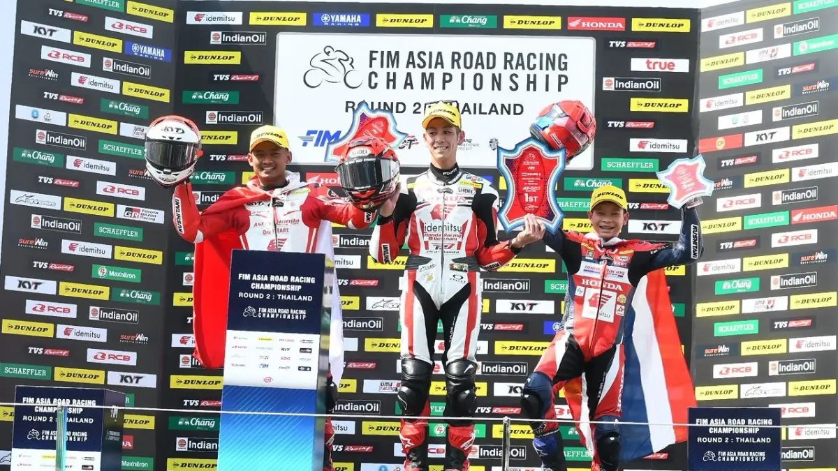 Pebalap Astra Honda Racing Team, Rheza Danica Ahrens, sukses meraih podium runner up kelas AP250 pada ARRC 2026 di Buriram, Thailand.