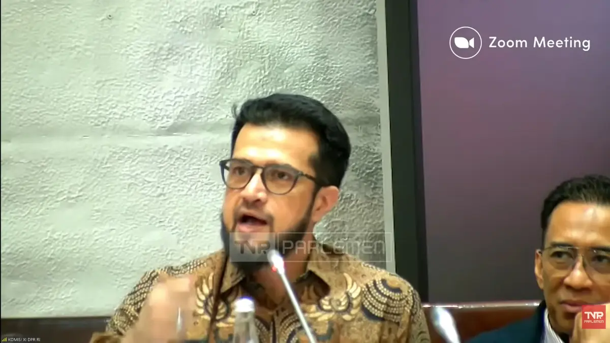 Anggota Komisi XI DPR RI, Primus Yustisio dalam rapat kerja dengan Gubernur Bank Indonesia. (YOUTUBE)
