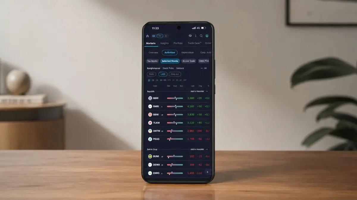 Ilustrasi platform investasi dan trading IPOT. (ISTIMEWA)
