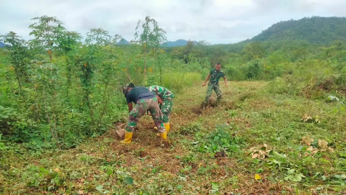 Satgas mulai menyiapkan lahan ketahanan pangan di Desa Sepang, Kecamatan Toho.