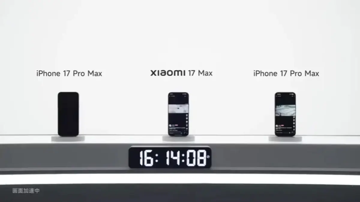 Proses uji ketahanan Xiaomi 17 Max vs iPhone 17 Pro Max. (GIZMOCHINA)