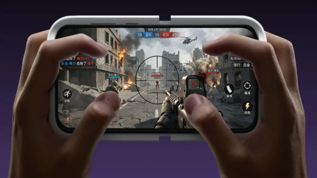 Ilustrasi OnePlus Ace 6 Ultra saat mengontrol gaming. (GIZMOCHINA)