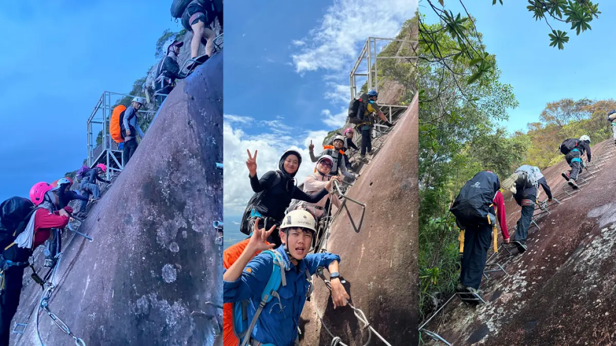 Sensasi mendaki tebing batu di ketinggian 1002 mdpl merupakan trek ekslusif yang hanya ada di jalur pendakian Bukit Kelam, Kabupaten Sintang. (ISTIMEWA)