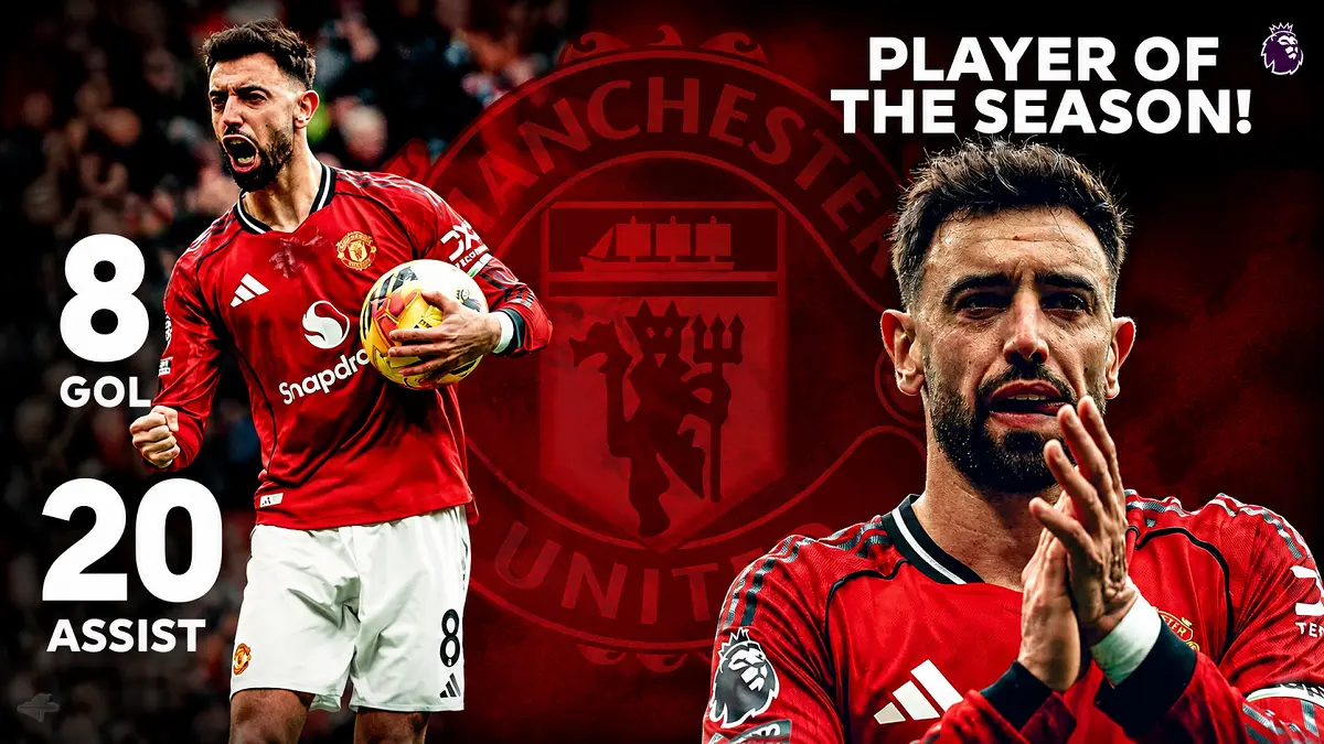 Bruno Fernandes meraih penghargaan Pemain Terbaik Premier League bersama Manchester United. (Dok. Premier League)