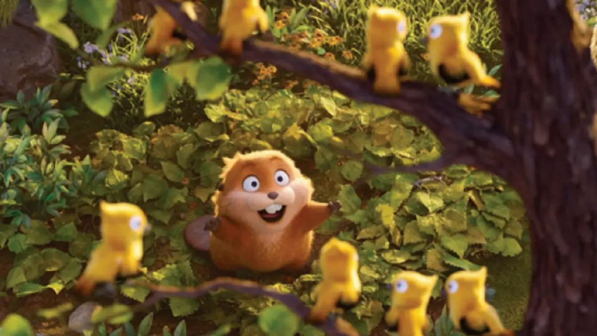 Mabel (Piper Curda) masuk ke dalam robot berang-berang sehingga ia bisa membaur dan bercakap-cakap dengan para binatang. (DISNEY)