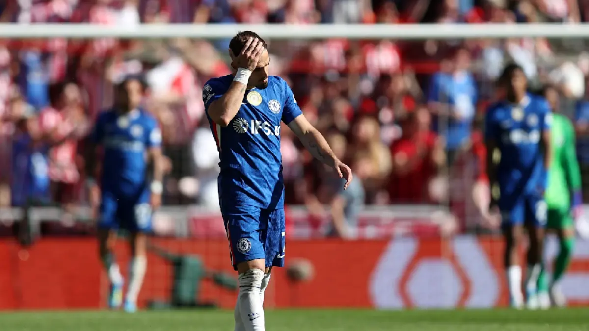 Pemain Chelsea tertunduk usai kalah dari Sunderland dan gagal lolos ke kompetisi Eropa. (Dok.Chelsea)