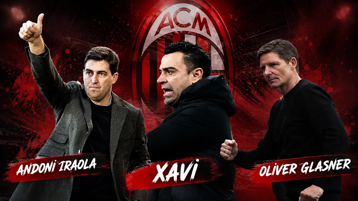 AC Milan mulai mencari pelatih baru dengan Andoni Iraola sebagai kandidat terdepan. (Kolase:AI)
