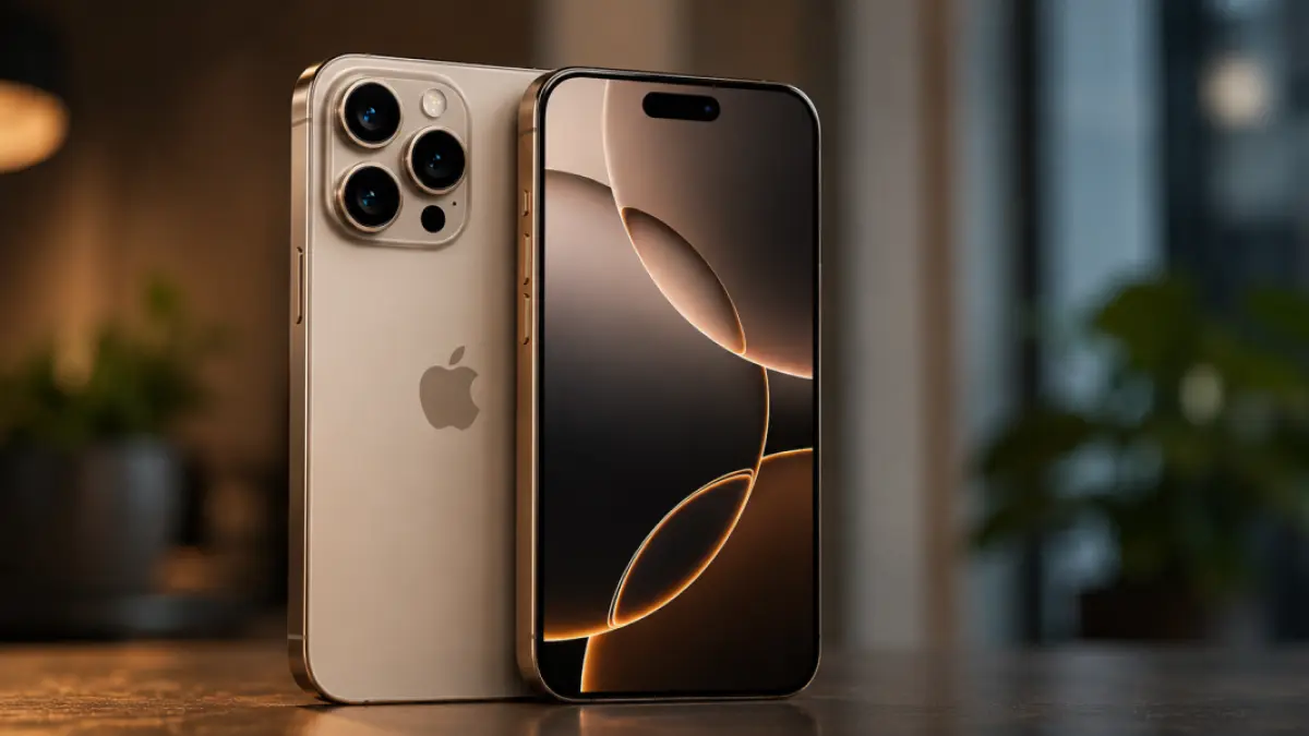 Render iPhone 18 Pro Max memperlihatkan desain premium Apple dengan peningkatan kamera dan baterai generasi terbaru. (Ilustrasi AI)