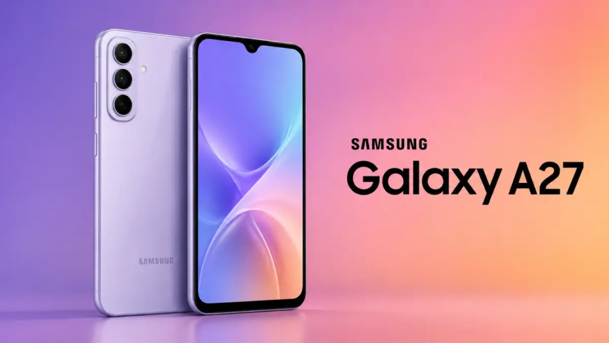 Render terbaru Samsung Galaxy A27 memperlihatkan pilihan warna baru dan desain bodi yang lebih modern. (Ilustrasi AI)