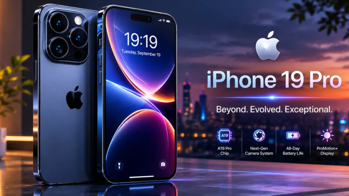 Render konsep iPhone 19 Pro memperlihatkan desain layar quad-curved tanpa bezel yang dirumorkan hadir pada 2027. (Ilustrasi AI)