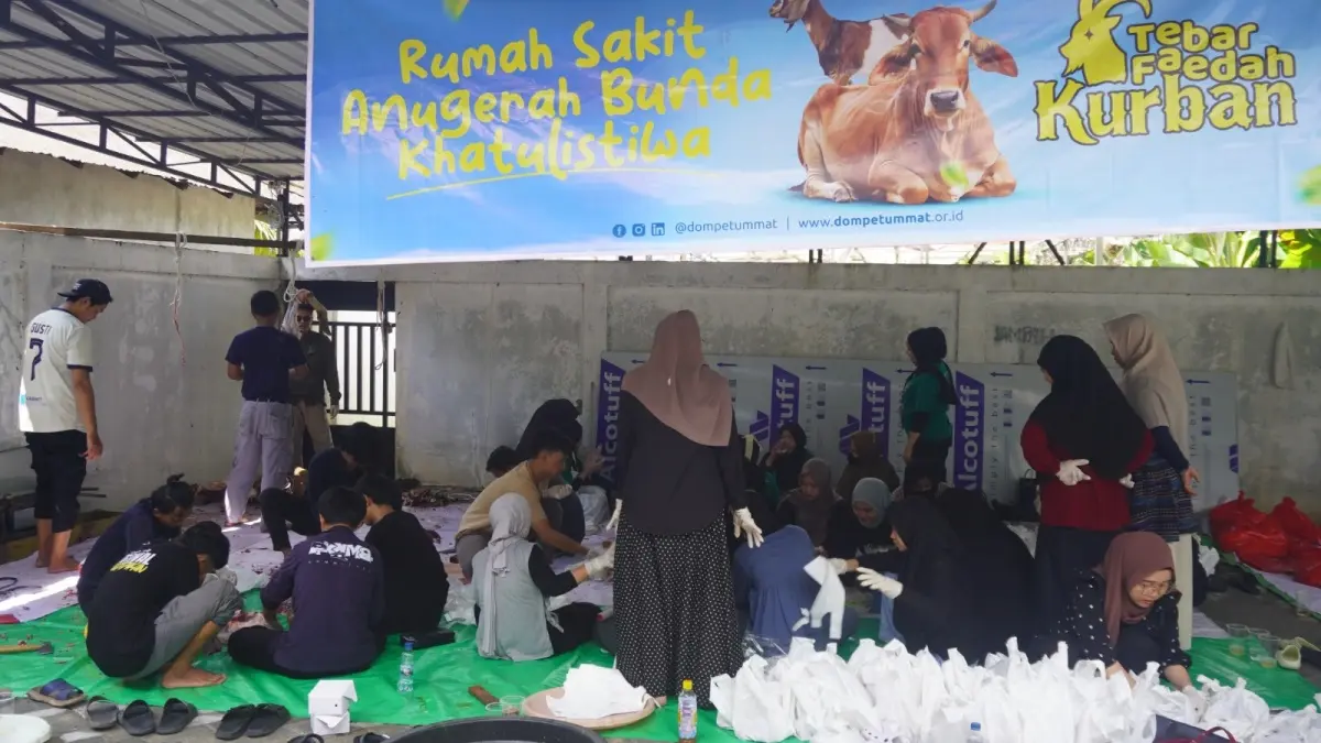 Suasana pemotongan hewan kurban dari RS ABK bersama Dompet Ummat (ISTIMEWA)