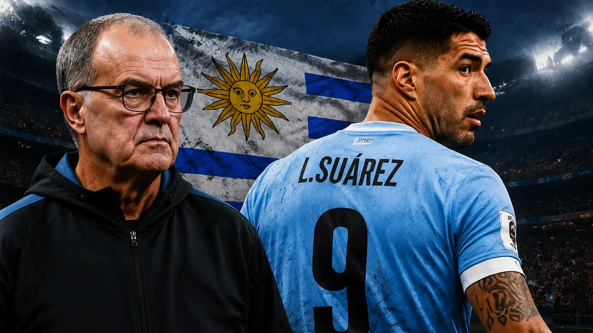 Luis Suarez tidak masuk dalam skuad Uruguay untuk Piala Dunia 2026 pilihan Marcelo Bielsa. (IST/AI)