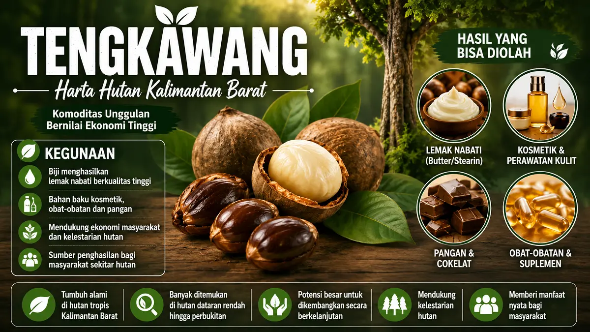 Komoditas tengkawang sebagai sumber ekonomi masyarakat yang tetap menjaga kelestarian lingkungan. (AI)