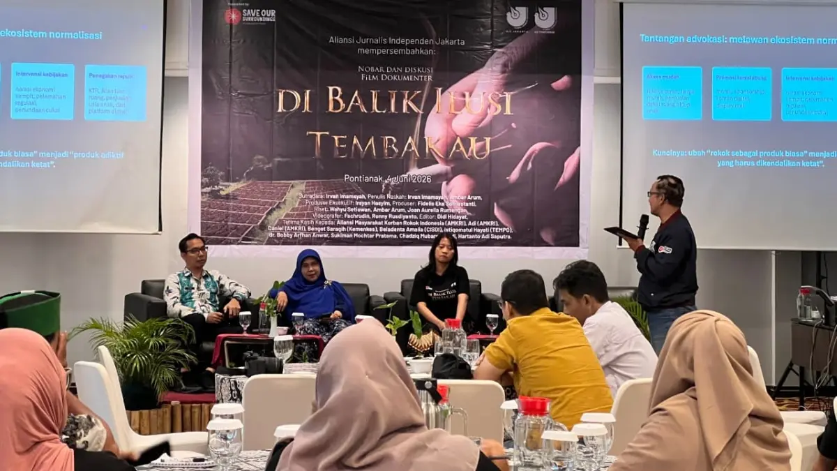 AJI Jakarta dan AJI Pontianak gelar nobar film "Di Balik Ilusi Tembakau" pada Kamis (4/6).