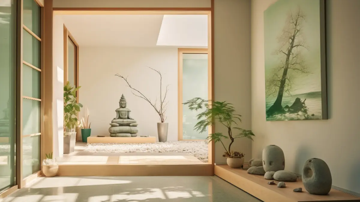 Ilustrasi dalam rumah dengan tata letak Feng Shui yang dipercaya membawa energi positif, rezeki lancar, dan keberuntungan bagi penghuninya. (JAWA POS)