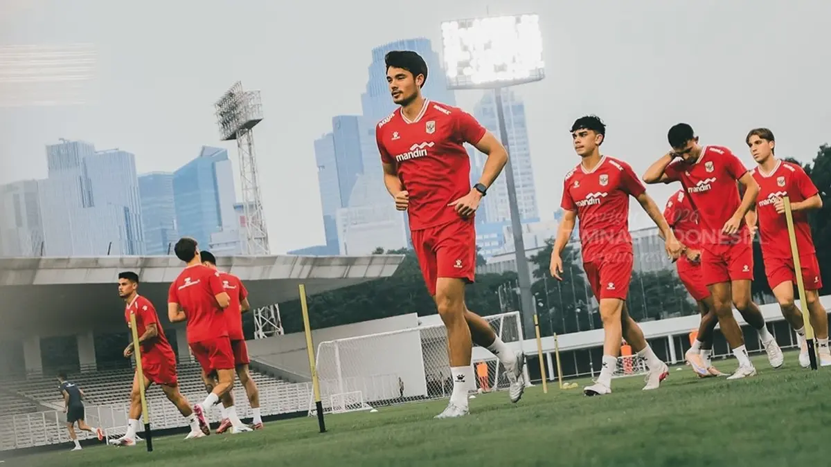 Pemain Timnas Indonesia menggelar latihan jelang laga melawan Oman dalam FIFA Matchday Juni 2026. (INSTAGRAM/@timnasindonesia)