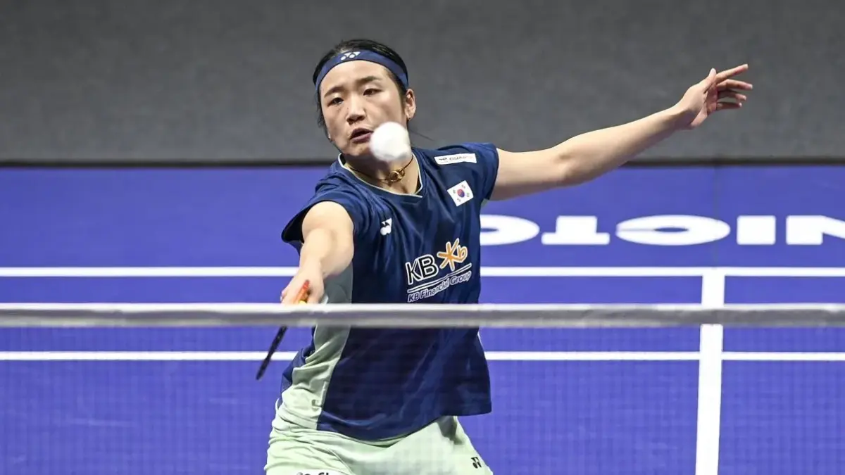 An Se-young lolos ke final Indonesia Open 2026 di Istora Jakarta. (ANTARA FOTO/Hafidz Mubarak) 