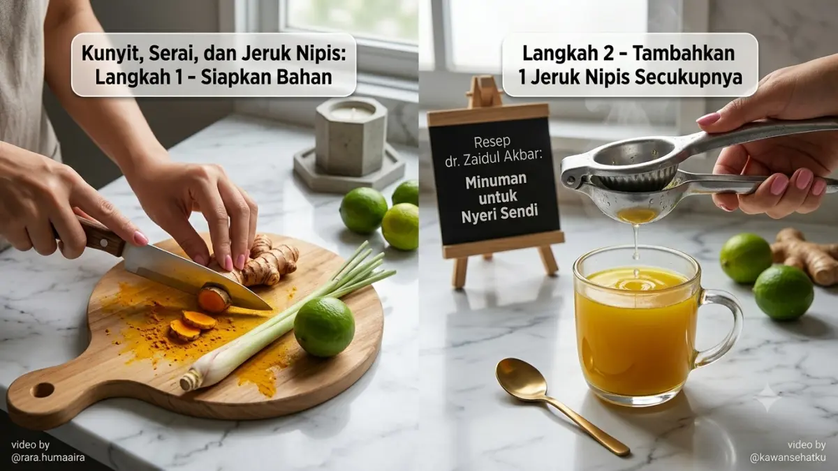 Ilustrasi cara membuat ramuan sederhana untuk meredakan nyeri kaki dan lutut. (GEMINI AI)