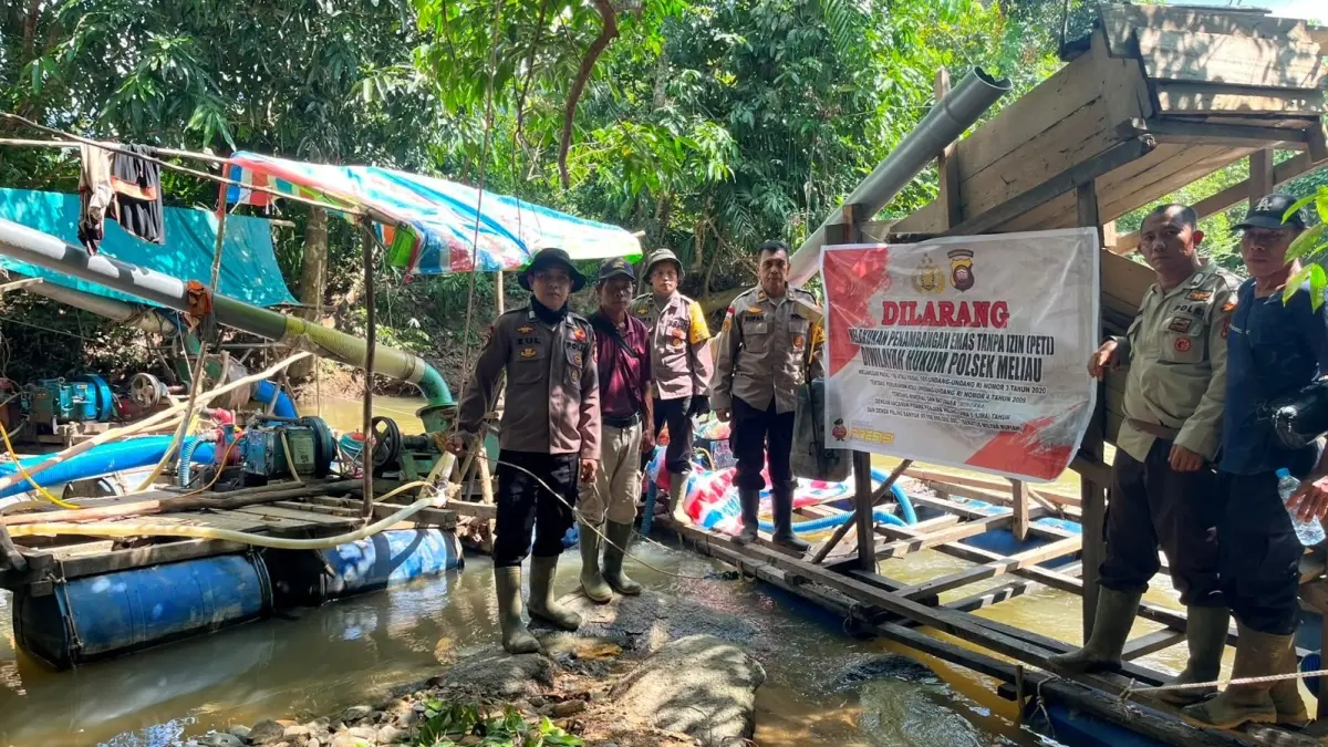 Polsek Meliau menemukan sejumlah mesin dompeng di beberapa lokasi dalam rangka pencegahan PETI. (HUMAS POLRES)