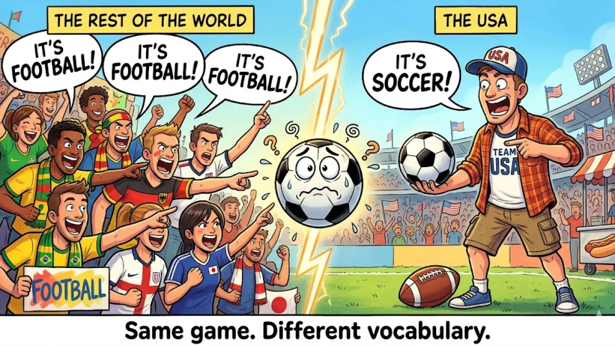 Ilustrasi perbedaan Football dan Soccer.