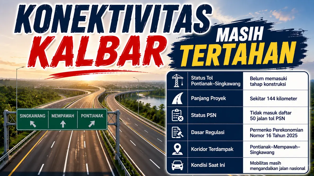Tol Pontianak–Singkawang belum masuk prioritas, tidak tercantum dalam 50 PSN. (AI/Pontianak Post)