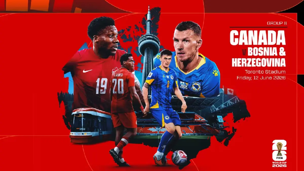 Laga pembuka Grup B Piala Dunia 2026 Kanada melawan Bosnia Herzegovina di Toronto, Sabtu (13/6) dini hari WIB. (FIFA.com)